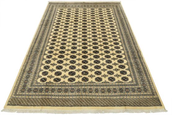Bokhara Rug 8'11'' x 11'8'' Beige Wool Tribal Hand-Knotted Oriental Carpet