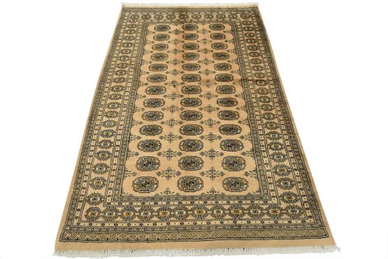 Bokhara Rug 5'1'' x 7'10'' Beige Wool Tribal Hand-Knotted Oriental Carpet