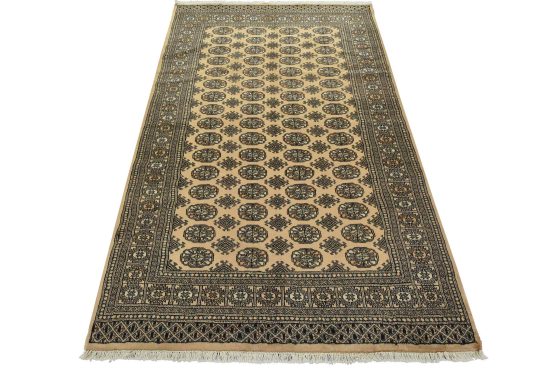Bokhara Rug 5'2'' x 8' Beige Wool Tribal Hand-Knotted Oriental Carpet