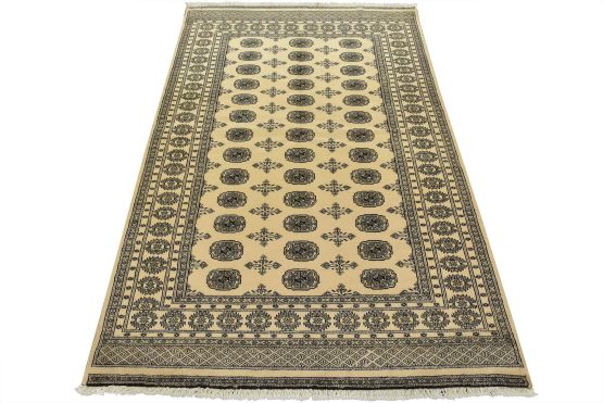 Bokhara Rug 5'2'' x 7'8'' Beige Wool Tribal Hand-Knotted Oriental Carpet