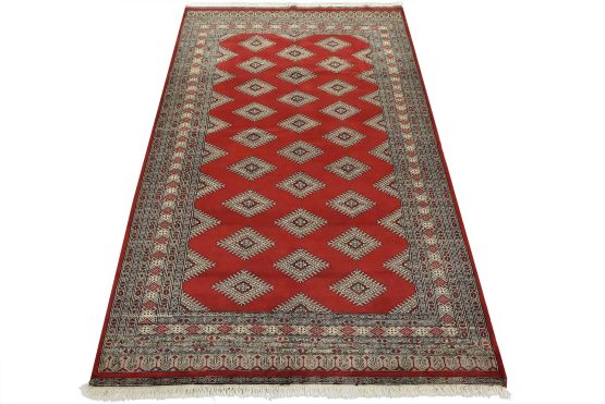 Bokhara Jaldar Rug 4'11'' x 7'7'' Red Wool Tribal Hand-Knotted Oriental Carpet