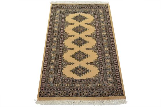 Bokhara Jaldar Rug 3'1'' x 4'9'' Beige Wool Tribal Hand-Knotted Oriental Carpet