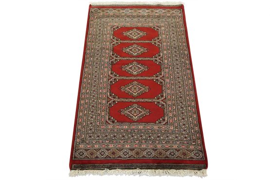 Bokhara Jaldar Rug 3' x 5' Red Wool Tribal Hand-Knotted Oriental Carpet