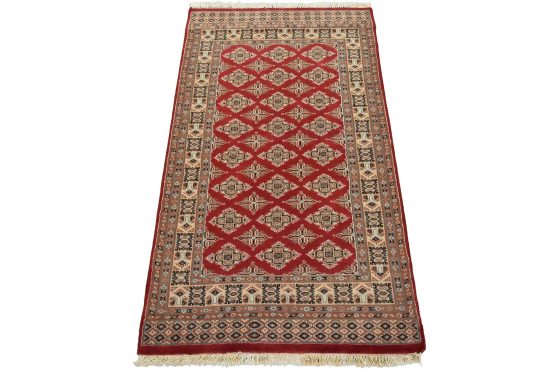 Bokhara Jaldar Rug 3' x 5'3'' Red Wool Tribal Hand-Knotted Oriental Carpet