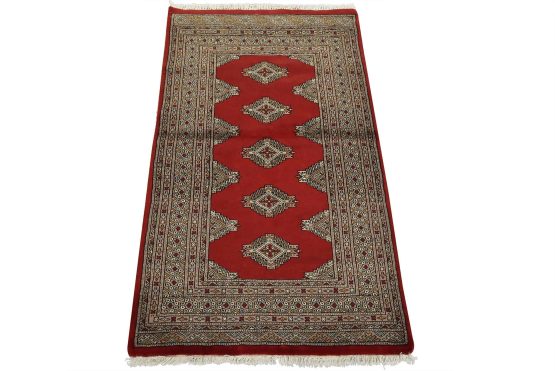 Bokhara Jaldar Rug 3'1'' x 5'2'' Red Wool Tribal Hand-Knotted Oriental Carpet