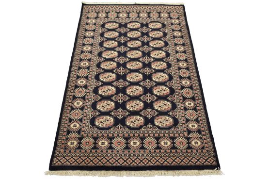 Bokhara Rug 4'1'' x 6' Blue Wool Tribal Hand-Knotted Oriental Carpet