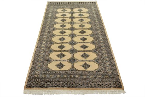 Bokhara Jaldar Rug 5'2'' x 8'2'' Beige Wool Tribal Hand-Knotted Oriental Carpet