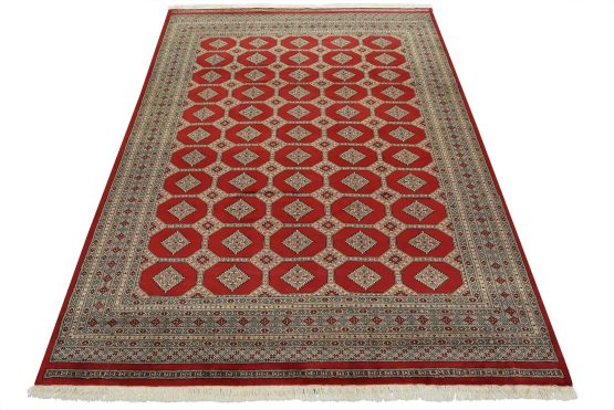 Bokhara Jaldar Rug 8'2'' x 10'6'' Red Wool Tribal Hand-Knotted Oriental Carpet