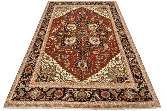 Heriz Ziegler Rug 9' x 11'11'' Red Wool Traditional Hand-Knotted Oriental Carpet