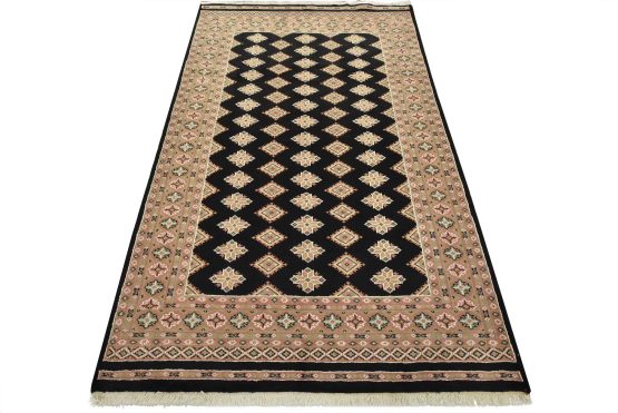 Bokhara Jaldar Rug 5'3'' x 8'5'' Black Wool Tribal Hand-Knotted Oriental Carpet