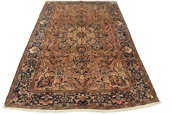 Heriz Rug 8'11'' x 11'10'' Pink Wool Vintage Traditional Hand-Knotted Carpet