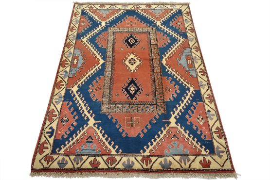 Yalameh Rug 5'1'' x 6'9'' Red Wool Vintage Tribal Hand-Knotted Carpet