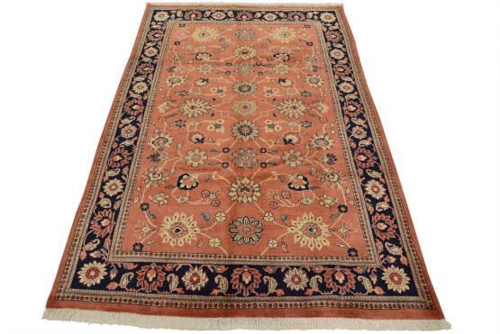 Mahal Rug 7'1'' x 9'11'' Pink Wool Vintage Traditional Hand-Knotted Carpet