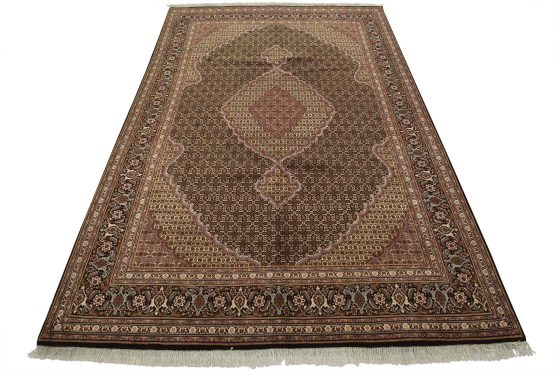 Tabriz Mahi Rug 6'10'' x 9'7'' Blue Wool Traditional Hand-Knotted Carpet