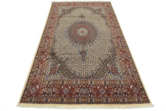Mood Rug 6'4'' x 9'9'' Ivory Wool Vintage Traditional Hand-Knotted Carpet