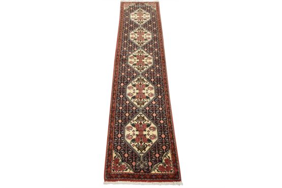 Senneh Runner 2' x 8'2'' Blue Wool Vintage Traditional Hand-Knotted Rug