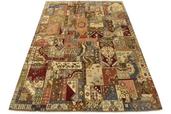 Patchwork Rug 8' x 10'1'' Multicolor Wool Modern Hand-Knotted Carpet
