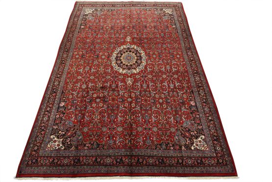 Bidjar Rug 9'3'' x 13'5'' Red Wool Vintage Traditional Hand-Knotted Carpet