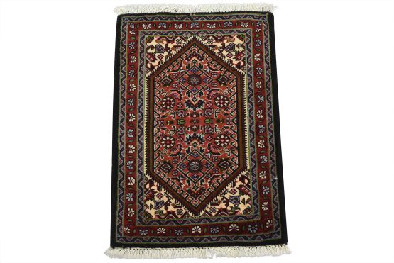 Bidjar Rug 1'5'' x 2' Red Wool Vintage Traditional Hand-Knotted Carpet