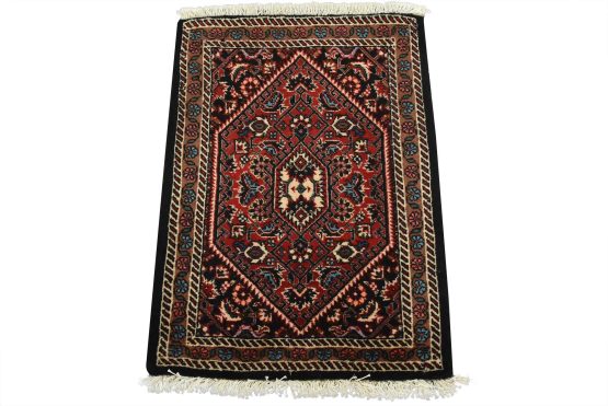 Bidjar Rug 1'6'' x 1'11'' Red Wool Vintage Traditional Hand-Knotted Carpet