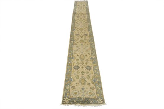Oushak Runner 2'7'' x 29'2'' Gray Wool Traditional Hand-Knotted Oriental Rug