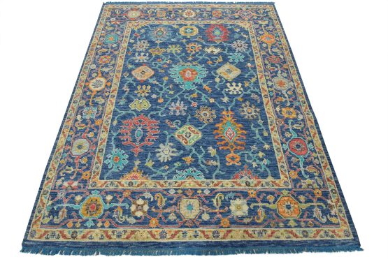 Anatolian Rug 7'11'' x 10' Blue Wool Modern Hand-Knotted Oriental Carpet