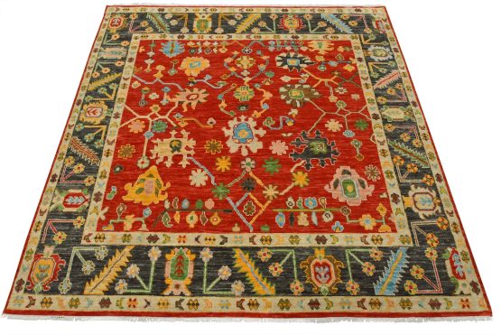 Anatolian Rug 8'2'' x 8'2'' Red Wool Modern Hand-Knotted Oriental Carpet