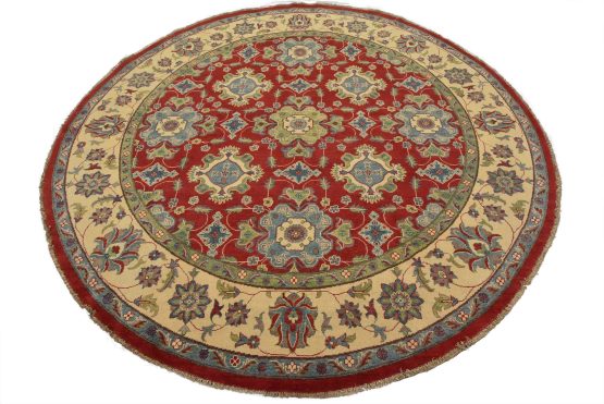 Kazak Rug 9' x 8'11'' Red Wool Traditional Hand-Knotted Oriental Carpet